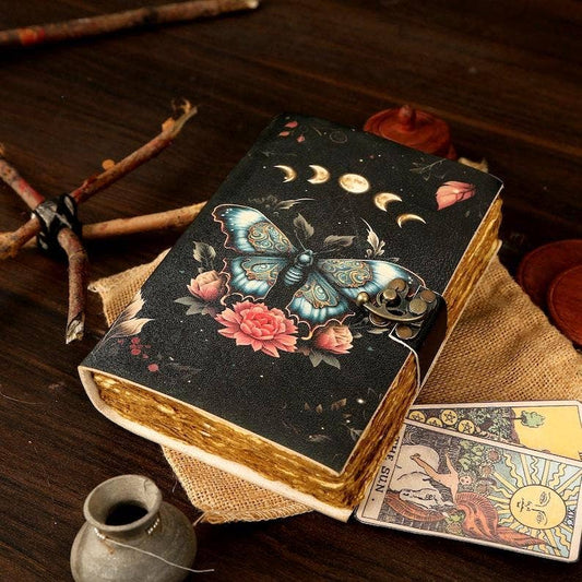Luna Moth Leather Journal (Midnight Edition) – 5x7, 200 Pages