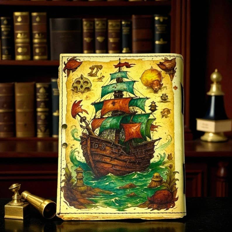 Pirate Ship Leather Journal – 5x7, 200 Pages