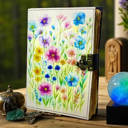Wildflower Meadow Leather Journal – 5x7, 200 Pages