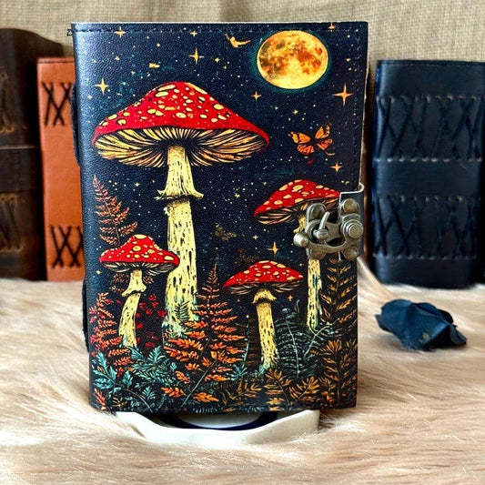 Mushroom Garden Leather Journal – 5x7, 200 Pages