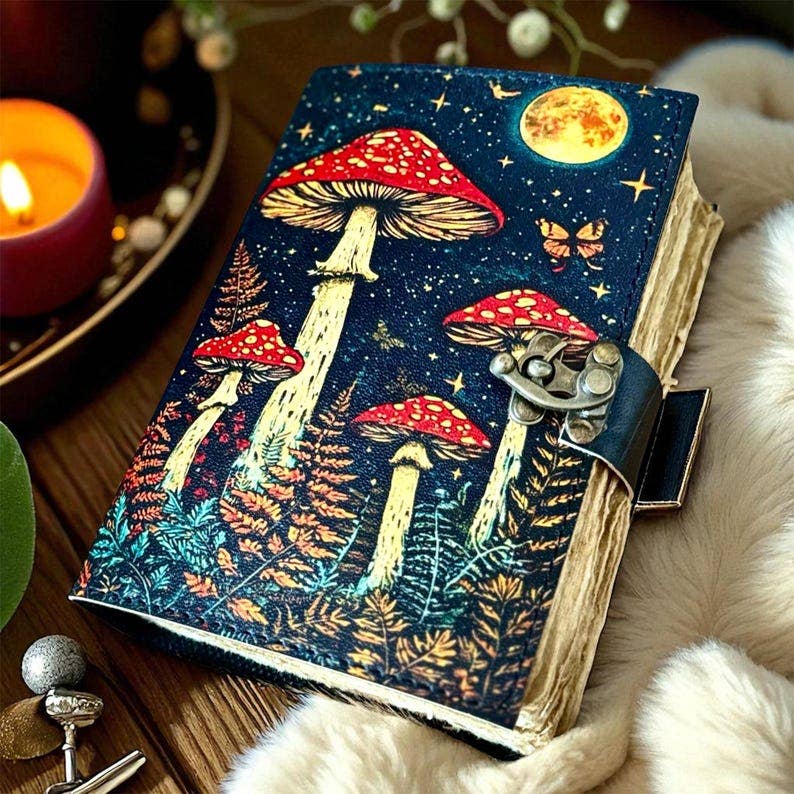 Mushroom Garden Leather Journal – 5x7, 200 Pages